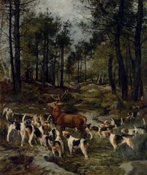 The Deer Hunt by Charles Olivier De Penne Oil Painting