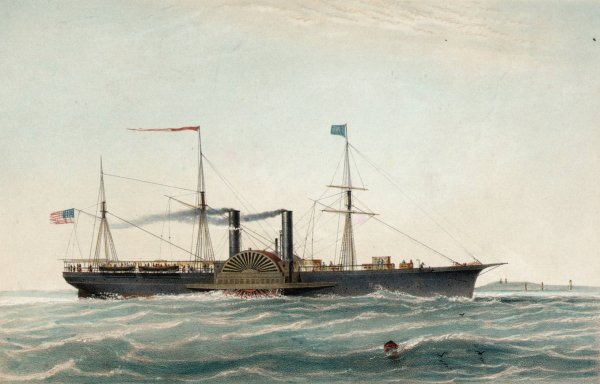 U.S. Mail Steamer, Illinois  by Charles Parsons - Hand-Painted Oil Painting Reproduction