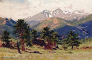 Longs Peak from Estes Park, Colo by Charles Partridge Adams - Oil Painting Reproduction