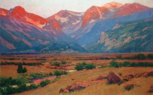 Sunrise on the Mountains at the Head of Moraine Park, near Estes Park by Charles Partridge Adams Oil Painting