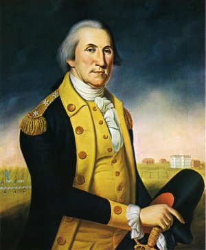 Portrait of George Washington before Nassau Hall