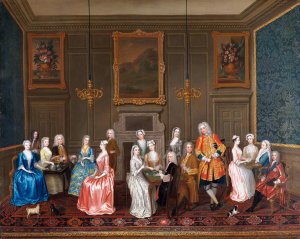 Tea Party at Lord Harrington's House, St. James's by Charles Philips Oil Painting