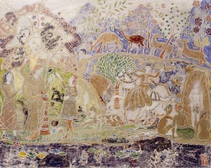 Figures and Deer by Charles Prendergast Oil Painting