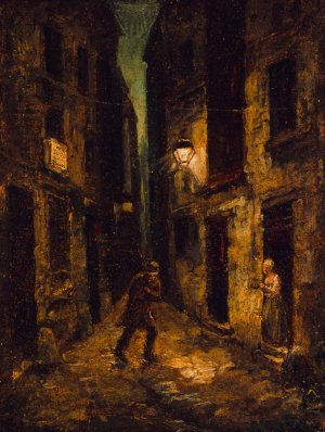 La Rue du Petit-Musc. by Charles Raymond Chabrillac Oil Painting