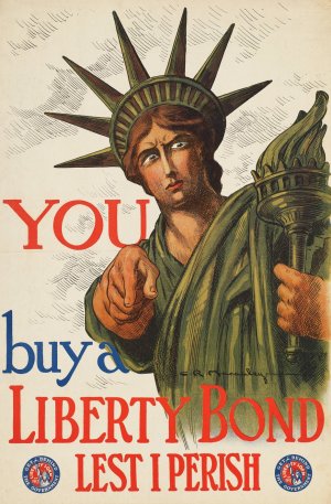 You buy a Liberty Bond lest I perish by Charles Raymond Macauley Oil Painting