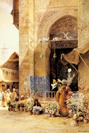 The Flower Market, Damascus by Charles Robertson - Oil Painting Reproduction