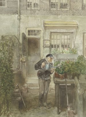 De bloemenliefhebber by Charles Rochussen Oil Painting