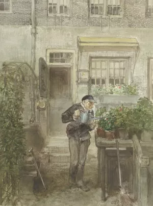 De bloemenliefhebber by Charles Rochussen Oil Painting