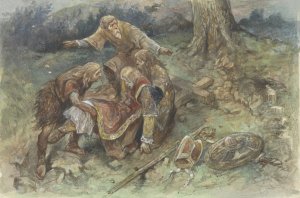 Gewonde Adalbert wordt weggedragen by Charles Rochussen Oil Painting