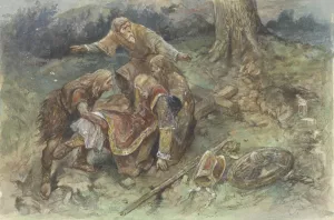 Gewonde Adalbert wordt weggedragen by Charles Rochussen Oil Painting