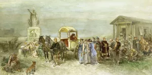 Marktplaats met Romeinen en Batavieren Oil painting by Charles Rochussen