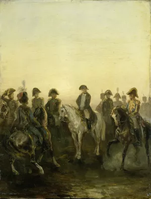 Napoleon with his Staff by Charles Rochussen Oil Painting