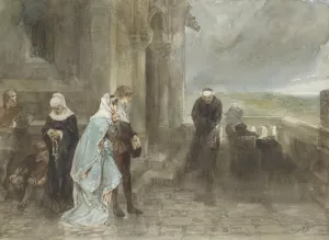 Op den uitkijk, scene uit de 12e eeuw by Charles Rochussen Oil Painting