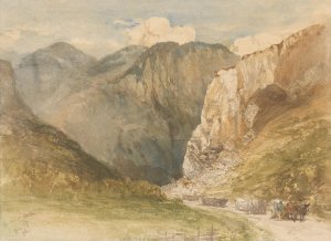 Ossenkarren op een weg tussen de bergen in het kanton Sankt Gallen by Charles Rochussen Oil Painting
