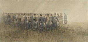 Pauze van een bataillon infanterie op de heide by Charles Rochussen Oil Painting