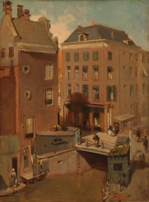 The Osjessluis near Kalverstraat in Amsterdam by Charles Rochussen Oil Painting