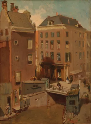The Osjessluis near Kalverstraat in Amsterdam by Charles Rochussen Oil Painting