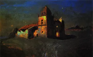 Starlit Mission, Carmel painting by Charles Rollo Peters