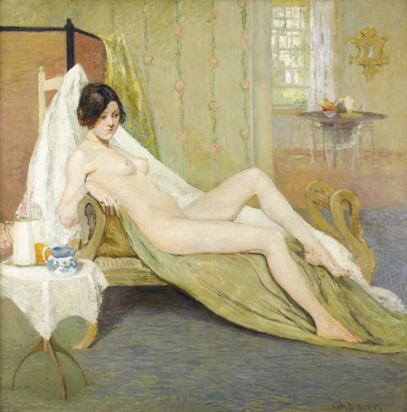 Female Nude In An Interior by Charles Roswell Bacon - Hand-Painted Oil Painting Reproduction