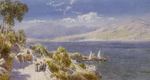 Lake Como with Bellagio in the Distance by Charles Rowbotham - Oil Painting Reproduction