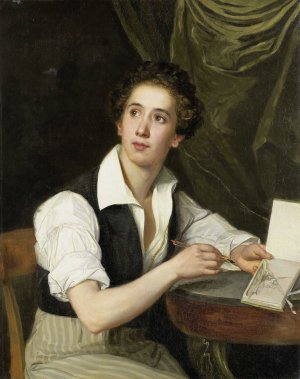 Self-Portrait by Charles Saligo Oil Painting