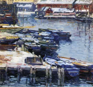 Docks in Winter by Charles Salis Kaelin - Oil Painting Reproduction