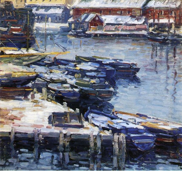 Main Product Photo of Docks in Winter Painting by Charles Salis Kaelin