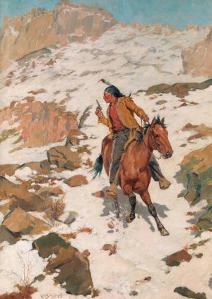 In Hot Pursuit by Charles Schreyvogel Oil Painting