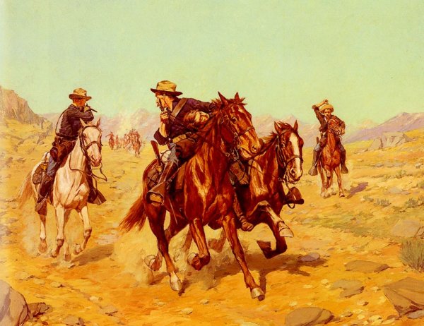 Saving Their Lieutenant by Charles Schreyvogel - Hand-Painted Oil Painting Reproduction