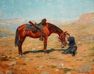 The Last Drop by Charles Schreyvogel Oil Painting