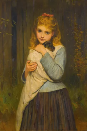 A Foster Mother by Charles Sillem Lidderdale Oil Painting