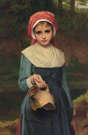 The Broken Pitcher by Charles Sillem Lidderdale Oil Painting