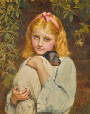 The new puppy Oil painting by Charles Sillem Lidderdale