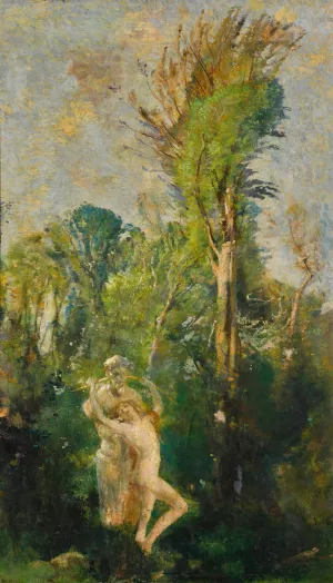 A Wood Nymph With A Statue Of Pan by Charles Sims Oil Painting