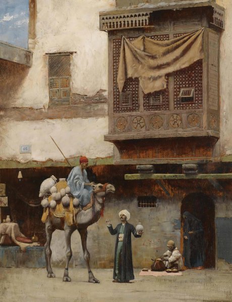 A pottery Seller In Old Cairo by Charles Sprague Pearce - Hand-Painted Oil Painting Reproduction