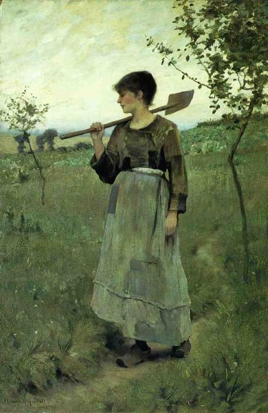 Home From the Fields by Charles Sprague Pearce - Hand-Painted Oil Painting Reproduction