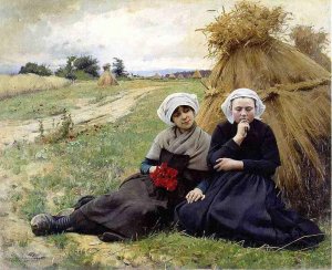 In the Poppy Field Oil painting by Charles Sprague Pearce