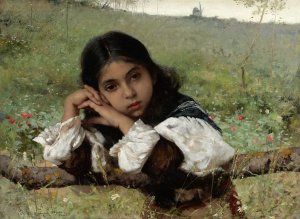 Moments of Thoughtfulness by Charles Sprague Pearce Oil Painting
