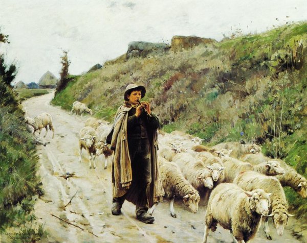 Return of the Flock by Charles Sprague Pearce - Hand-Painted Oil Painting Reproduction