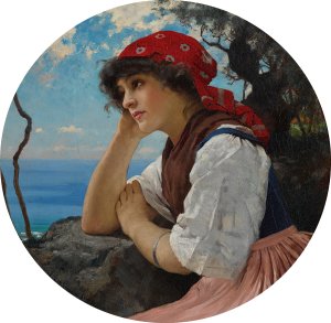 The Red Kerchief by Charles Sprague Pearce Oil Painting