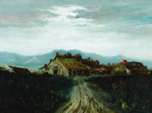 House in Landscape by Charles Stewart Stobie Oil Painting