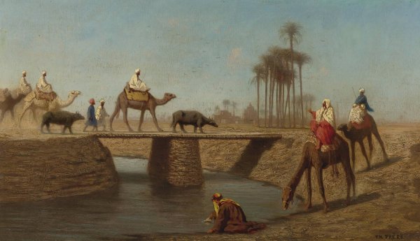 Main Product Photo of A Bridge, High Egypt Painting by Charles Theodore Frere