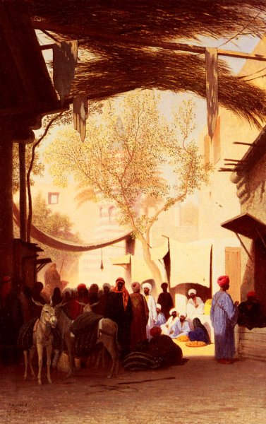 Main Product Photo of A Market Place, Cairo Painting by Charles Theodore Frere