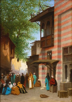 A street scene, North Africa by Charles Theodore Frere Oil Painting