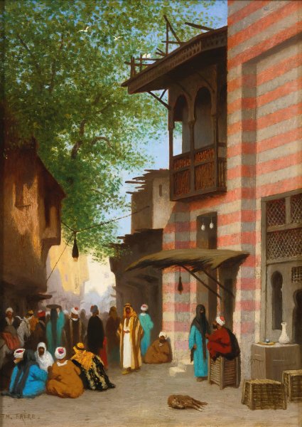 A street scene, North Africa by Charles Theodore Frere - Hand-Painted Oil Painting Reproduction
