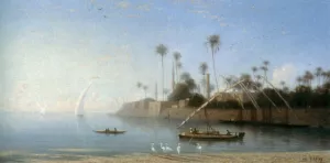 A View of Beni Souef, Egypt by Charles Theodore Frere - Oil Painting Reproduction
