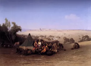 An Rab Encampment On The Mount Of Olives With Jerusalem Beyond by Charles Theodore Frere - Oil Painting Reproduction