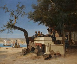 Au Cafe by Charles Theodore Frere Oil Painting