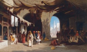 Bazar A Beyrouth Oil painting by Charles Theodore Frere