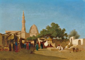 La Mosquee Du Sultan Hassan, Caire by Charles Theodore Frere Oil Painting